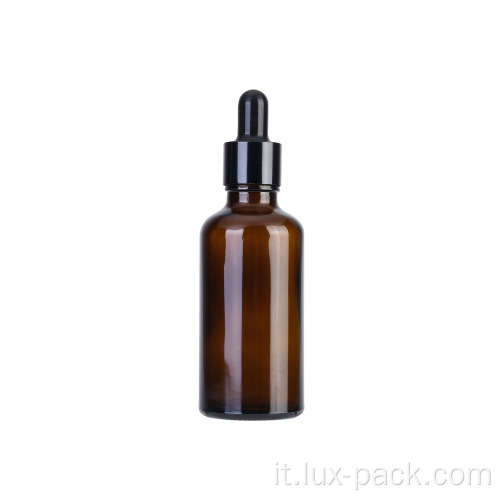 Bottiglia di olio essenziale di vetro rotondo da 50 ml con contagocce